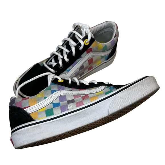 Vans off the wall old skool rainbow checks unisex skater shoes W Sz 7 M Sz 5.5 - Picture 4 of 13